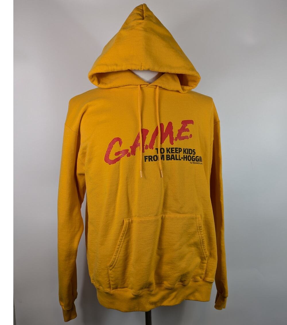 Mens Large Basketball Hoodie Champion Eco Authentic GAME Sports Yellow Sweater